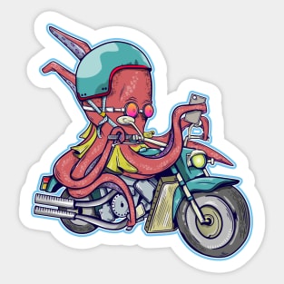 Octopus riding a motorcycle Sticker